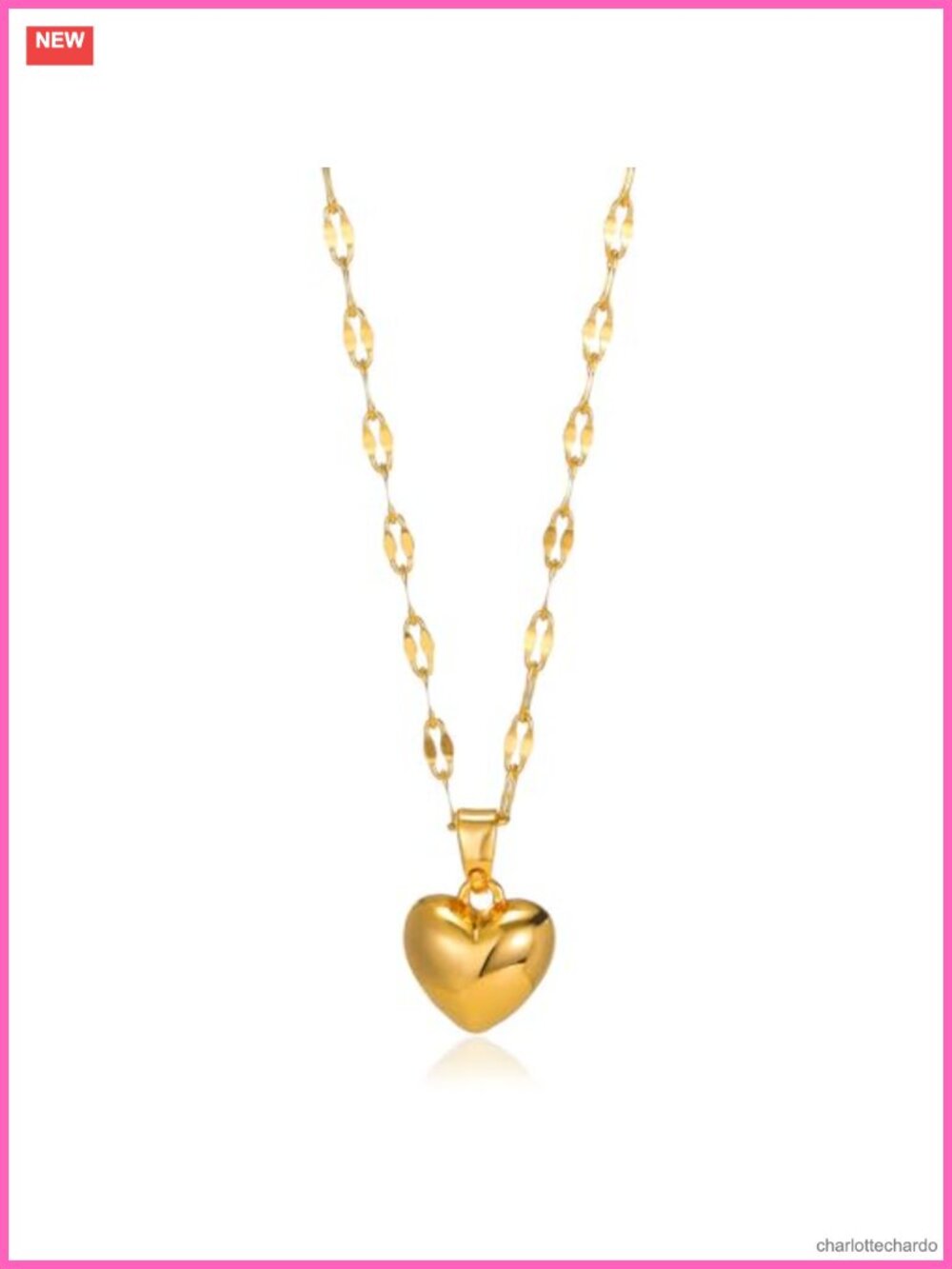 Minimalist Heart Necklace Gold Plated Pendant Adjustable Chain Gift